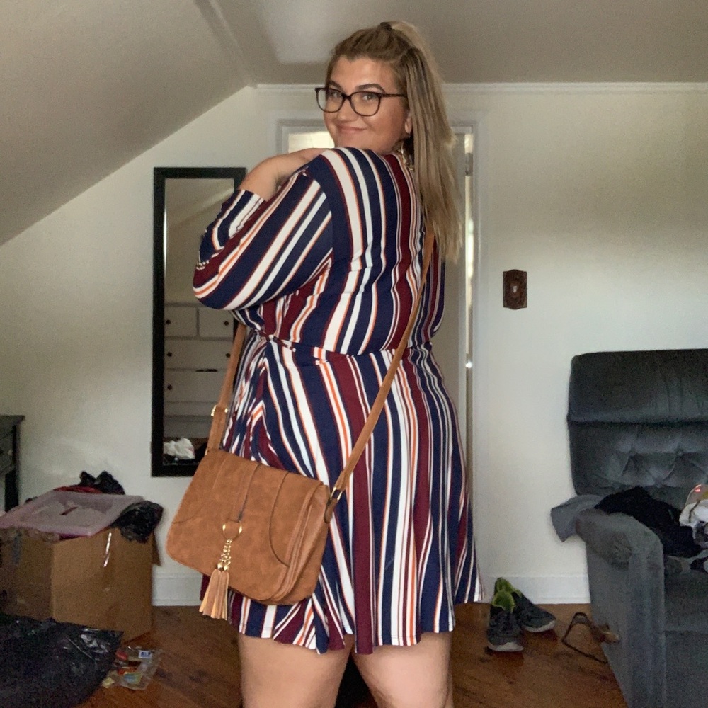 Striped Surplice dress